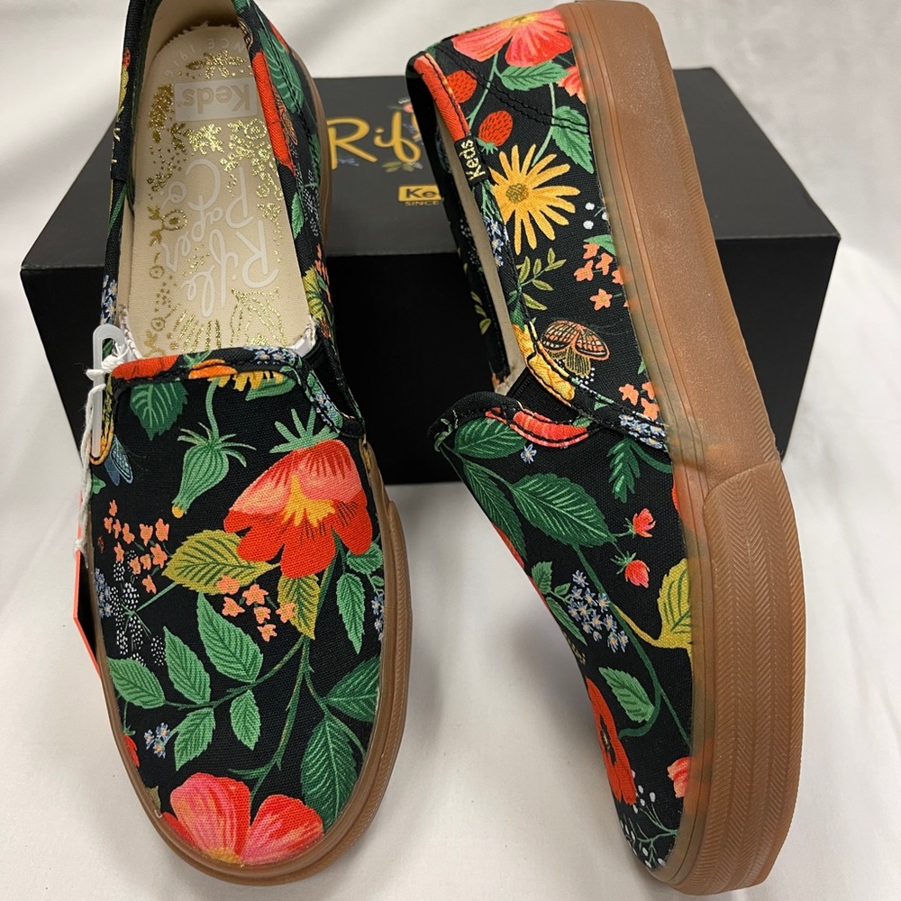 Keds Rifle Paper Co Double Decker Botanical slip on 7.5 NWT